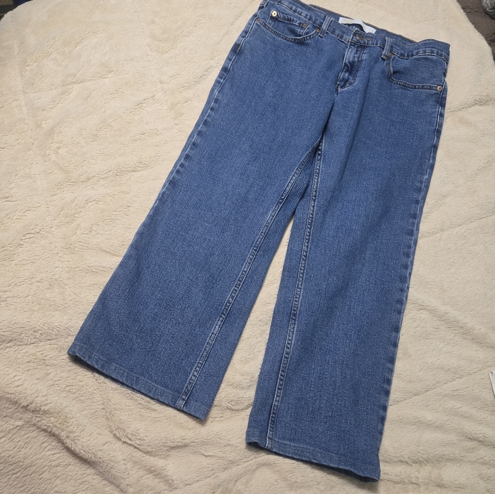 33 x 24 Levi's Signature jeans relaxed straight leg wide leg dark wash waist 33
